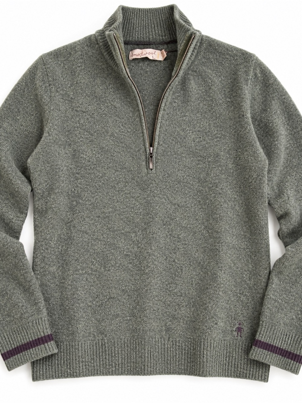 Smartwool 100% Merino Wool Gray Quarter Zip Sweater. size large